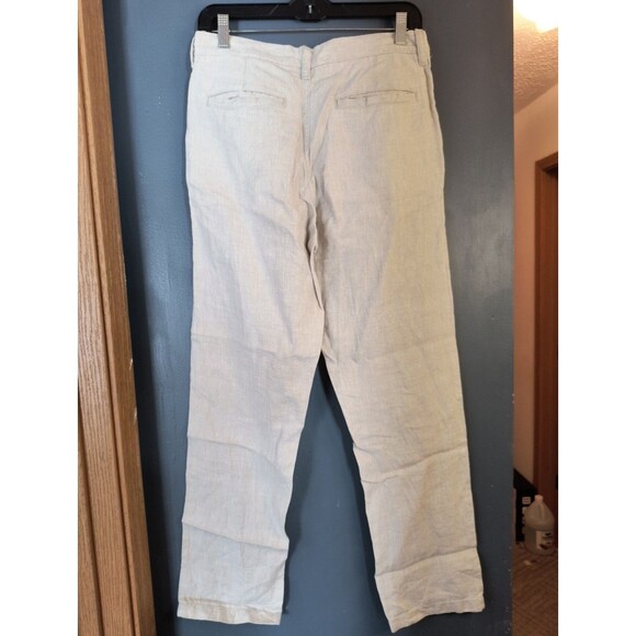 Old Navy Pants Mens 29X30 Khaki 100% Linen Straight Button Fly - Picture 2 of 7